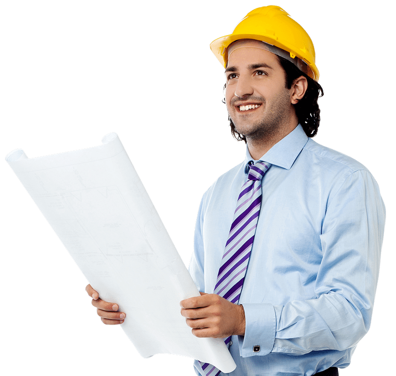 Man in hard hat holding paper